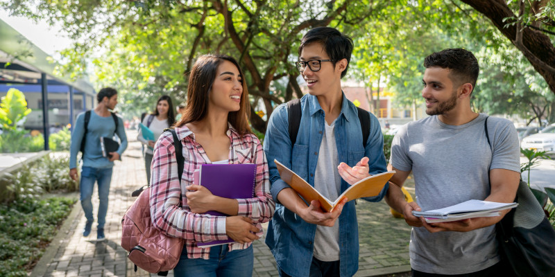 Students at university campus