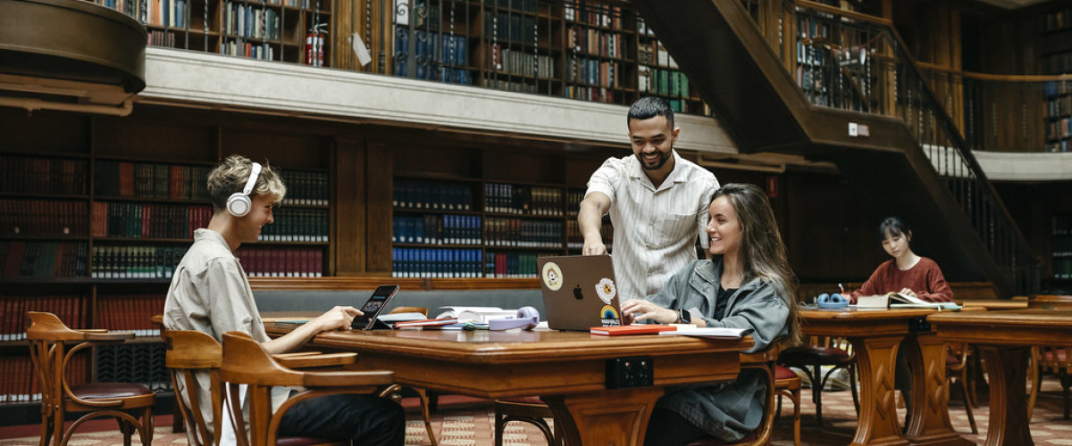 Students in library